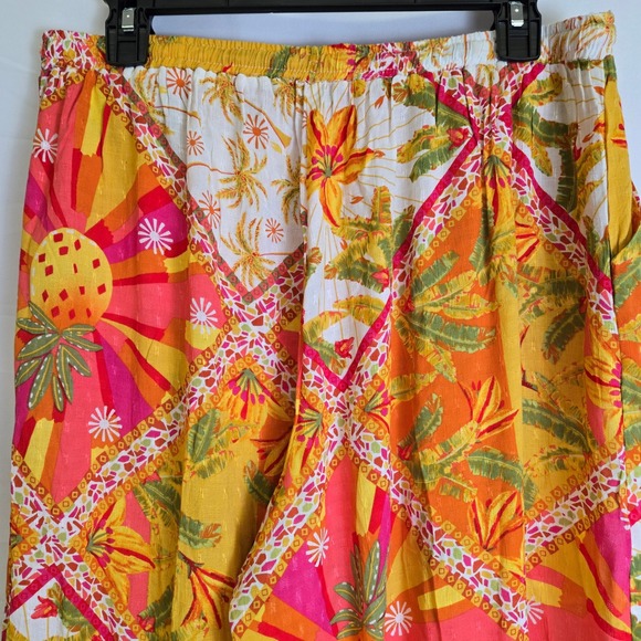 Haute Hippie Flowy Palazzo Pants, Bohemian Tropical Multicolor, Size Large - Picture 10 of 13